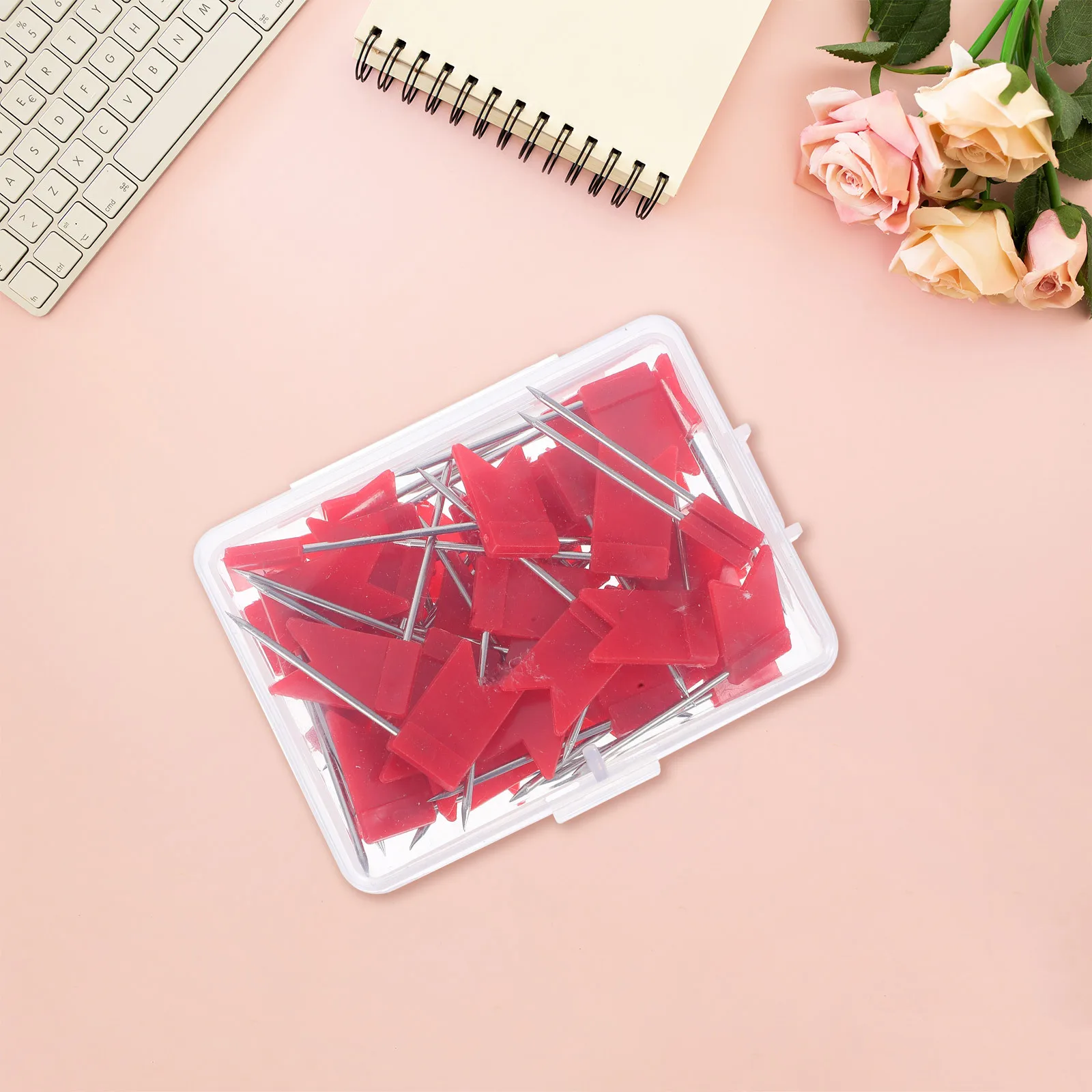 

50Pcs Red Flag Push Pins Iron Map Thumbtacks for Cork Board Office School Travel Marking Notes Bulletin Small Drawing Tacks