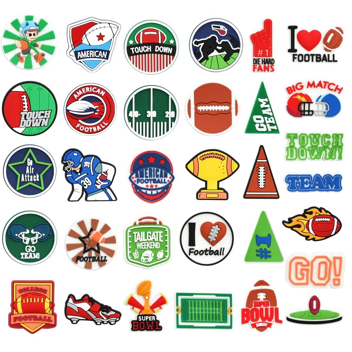 16Pcs Football Shoe Charms, Football Team Shoe Charms Crocs Sandals Shoe Decoration for Boys Girls kids Birthday Party Gifts