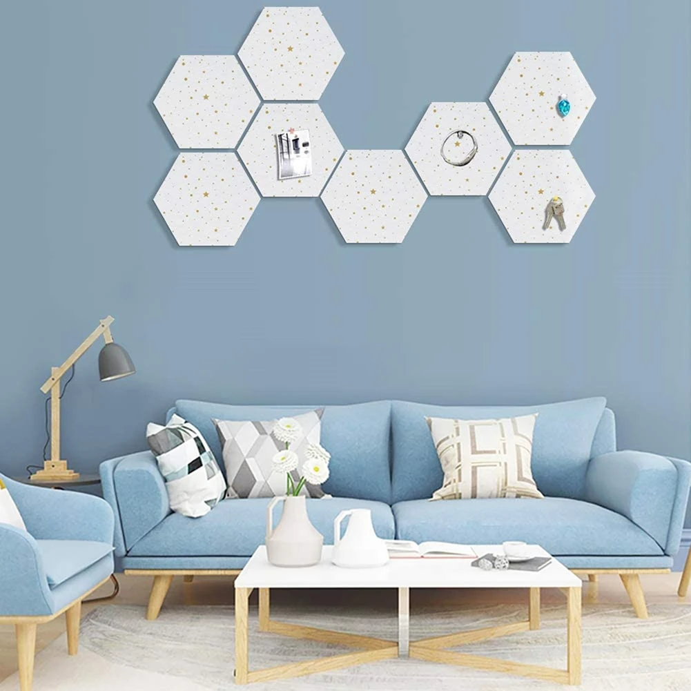 1PCS Felt Board Tile Hexagonal Notice Cork Self Adhesive Pin Board Notice Message Room Wall Decor Sticky Notes Photo Display