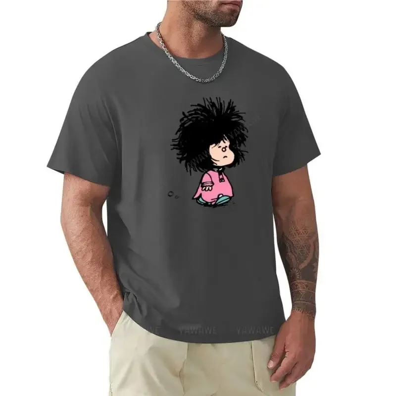 blank t shirts cat shirts men clothings Mafalda with newly-raised disheveled nightgown Quino argentina cartoon T-Shirt harajuku