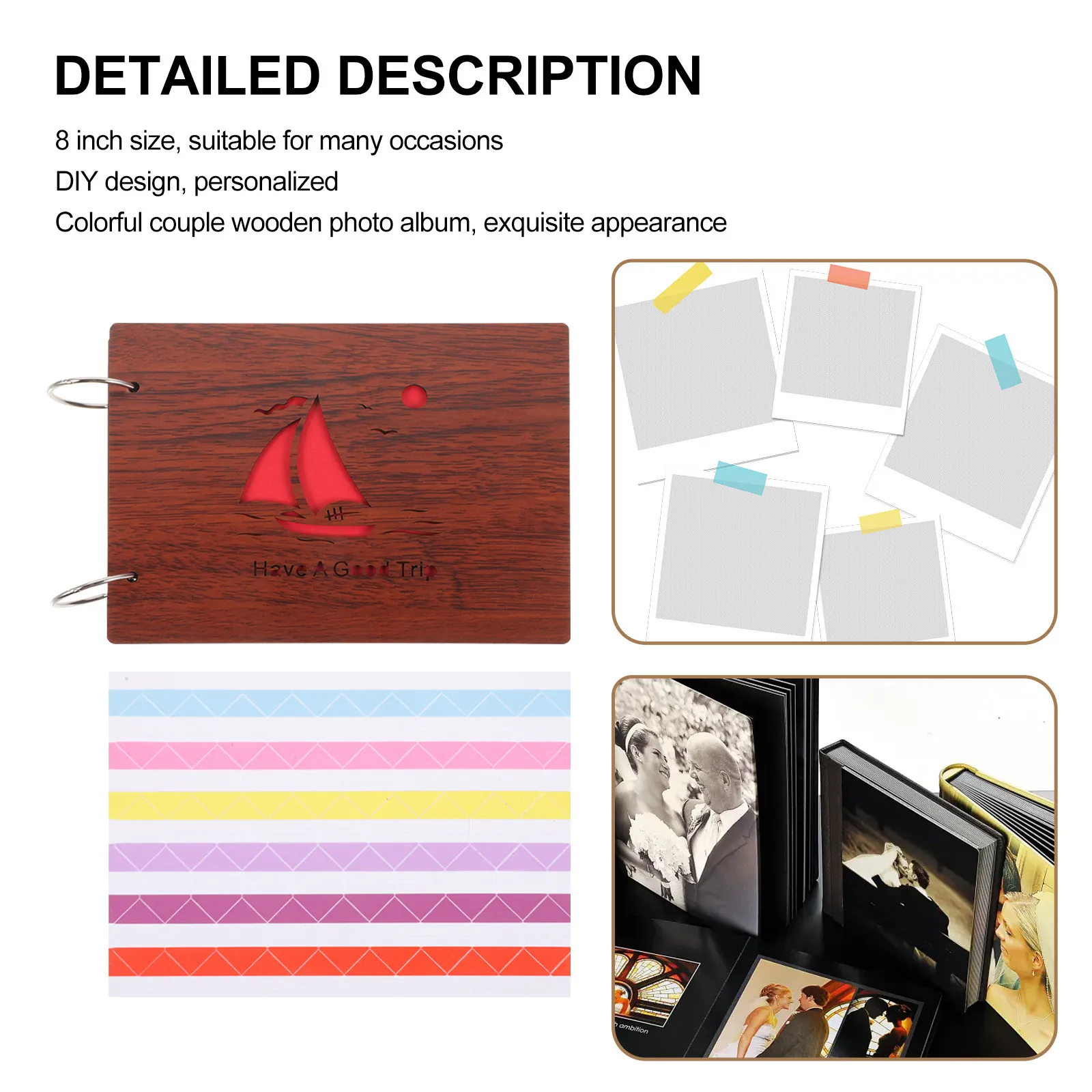 

Креативный деревянный фотоальбом DIY, скрапбук А5 с пустыми страницами для персонализированного дневника воспоминаний, семейных путешествий, декоративный альбом для сохранения памяти