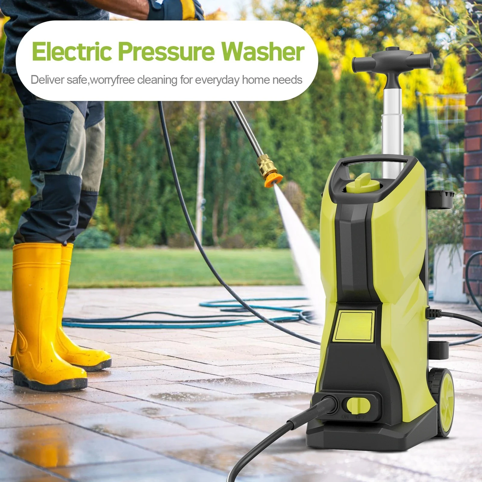 Electric Pressure Washer 5000PSI Max 2.6GPM Power Washer with 25 Ft Hose 16.3Ft Cable High Pressure Cleaning Machine for Car