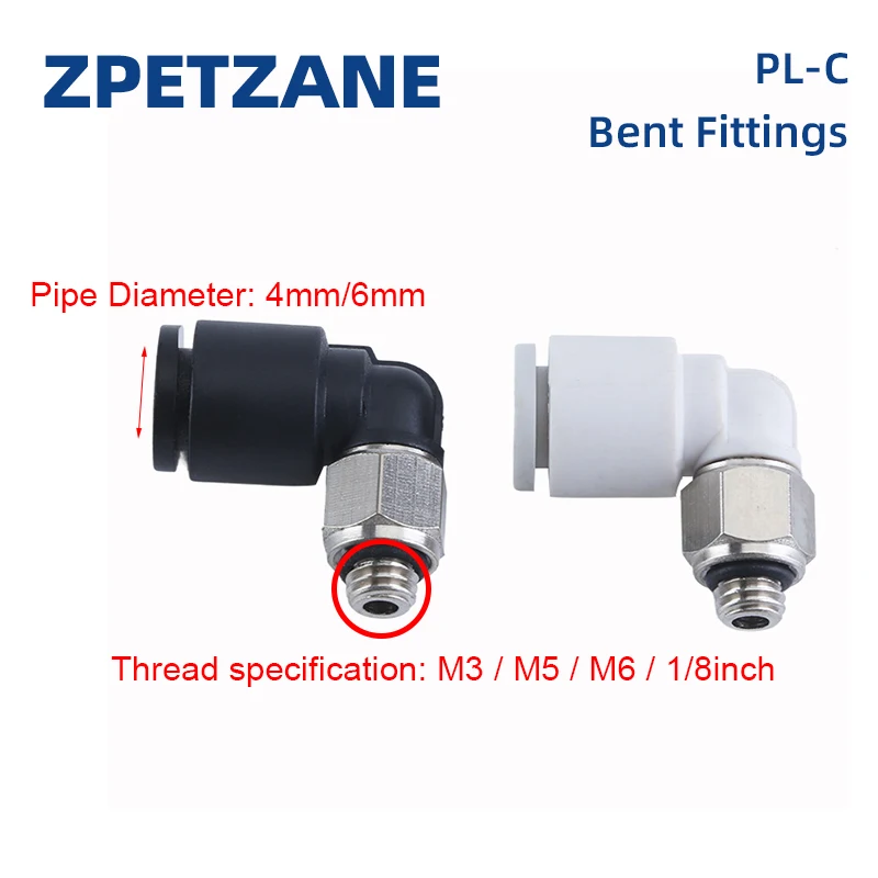 Pneumatic Fittings Quick Micro Mini Connector Air Pipe Plug PL4-M3/M4/M5/6mm Thread Elbow Joint