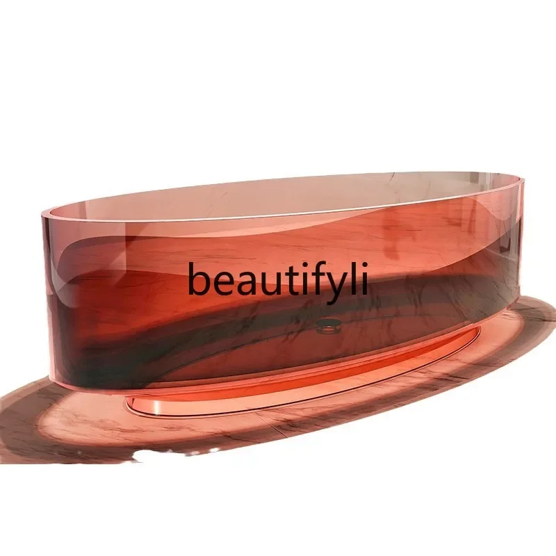 

ss25 Free-standing transparent bathtub Home B & B oval crystal resin color bathtub