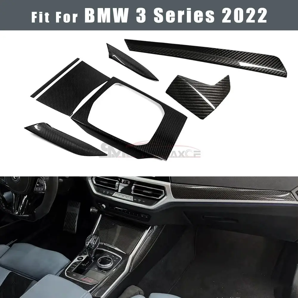 

LHD Real Carbon Fiber Car Center Console Dashboard Side Gear Shift Panel Cover Accessories For BMW 3 4 Series G20 G21 G22 2020