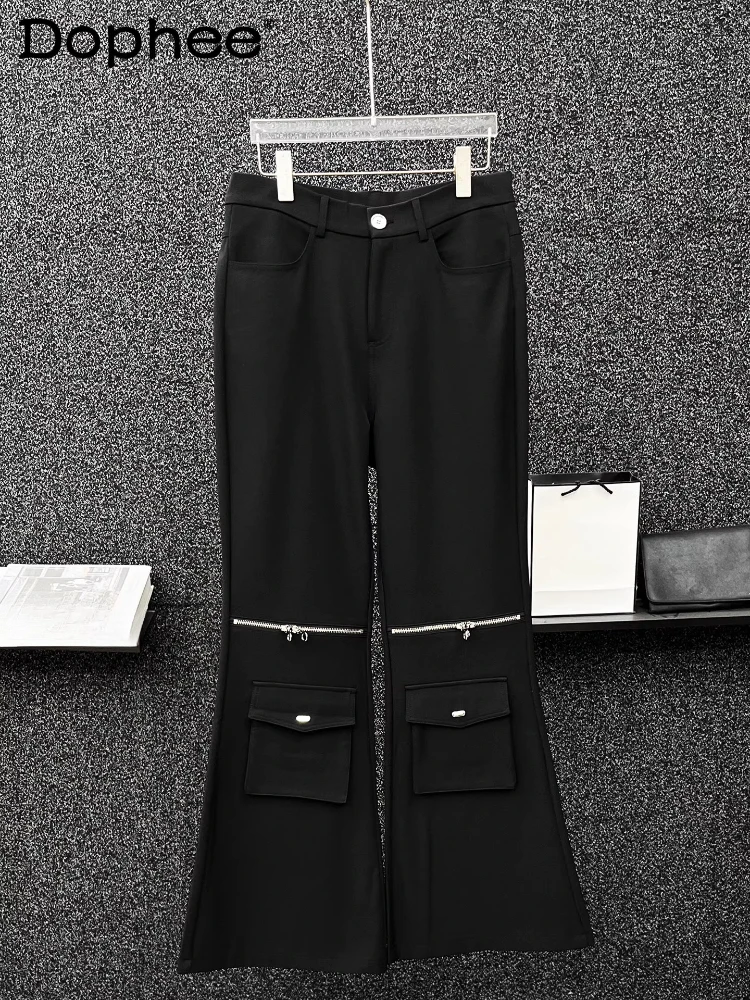 

Men's 2025 Autumn New High-end Multi-pocket Cargo Pants Zipper High Street Fashion Versatile Trousers Loose Micro Flared Pants
