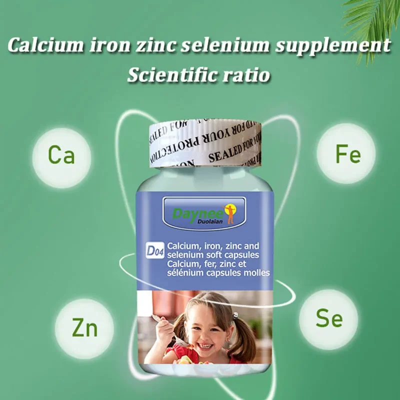 1 bottle of calcium zinc selenium iron soft capsules promote growth, wound healing, and prevent aging