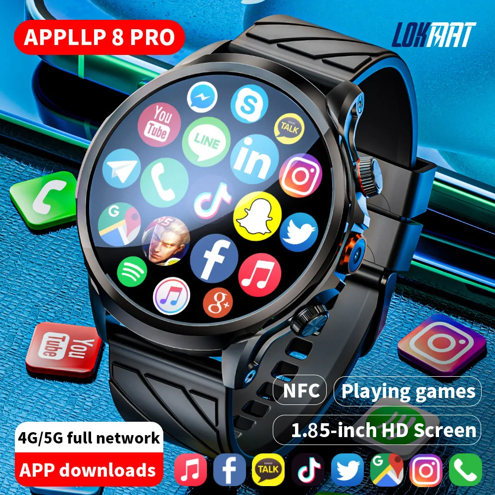 New Arrived LOKMAT 4G NFC Smart Watch Android SIM Card GPS WIFI Heart Rate Sleep Monitor Google Play Sports SmartWatch for Men