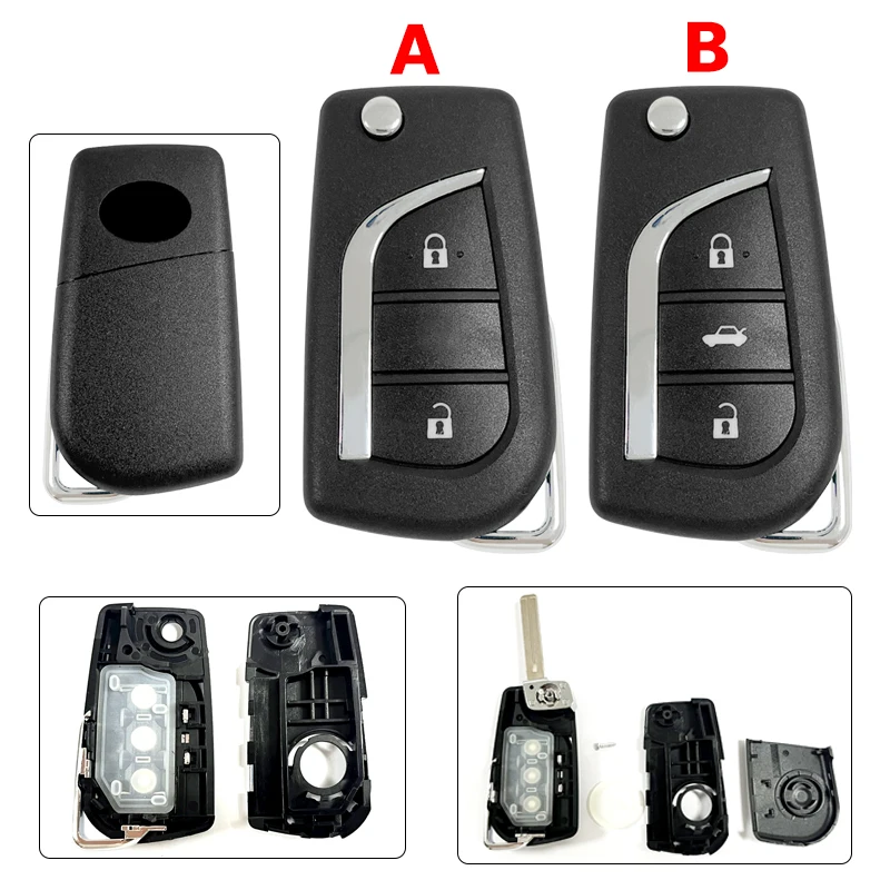

CS007158 Replacement shell for Toyota C-HR Corolla 2/3 Button Flip Key Remote cover
