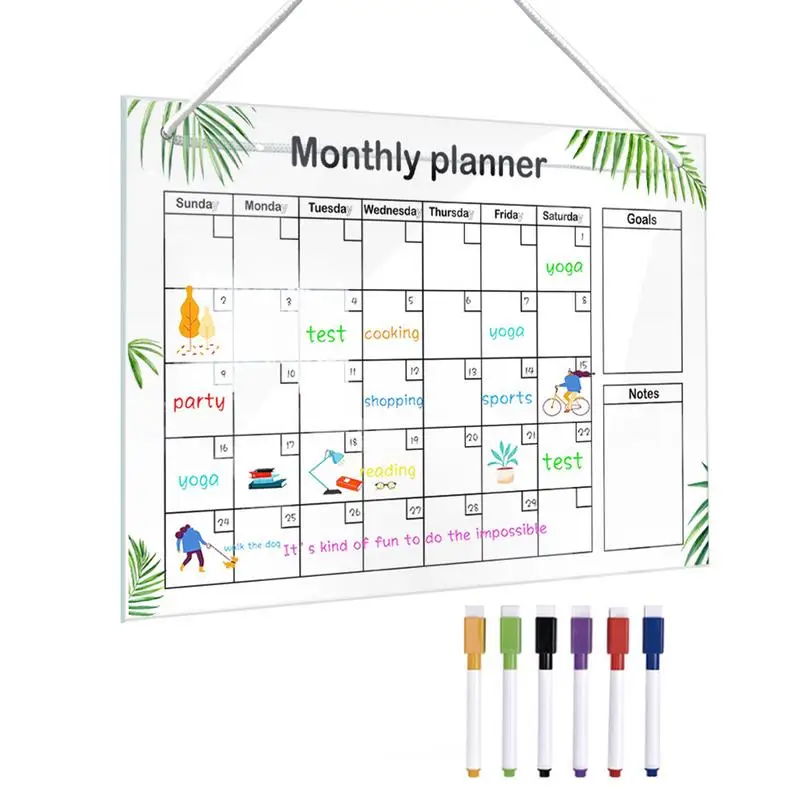 Dry Erase Monthly Planner Monthly Planning Organizing Acrylic Board With Lanyard Study Room Decors For Plan Tasks Thoughts