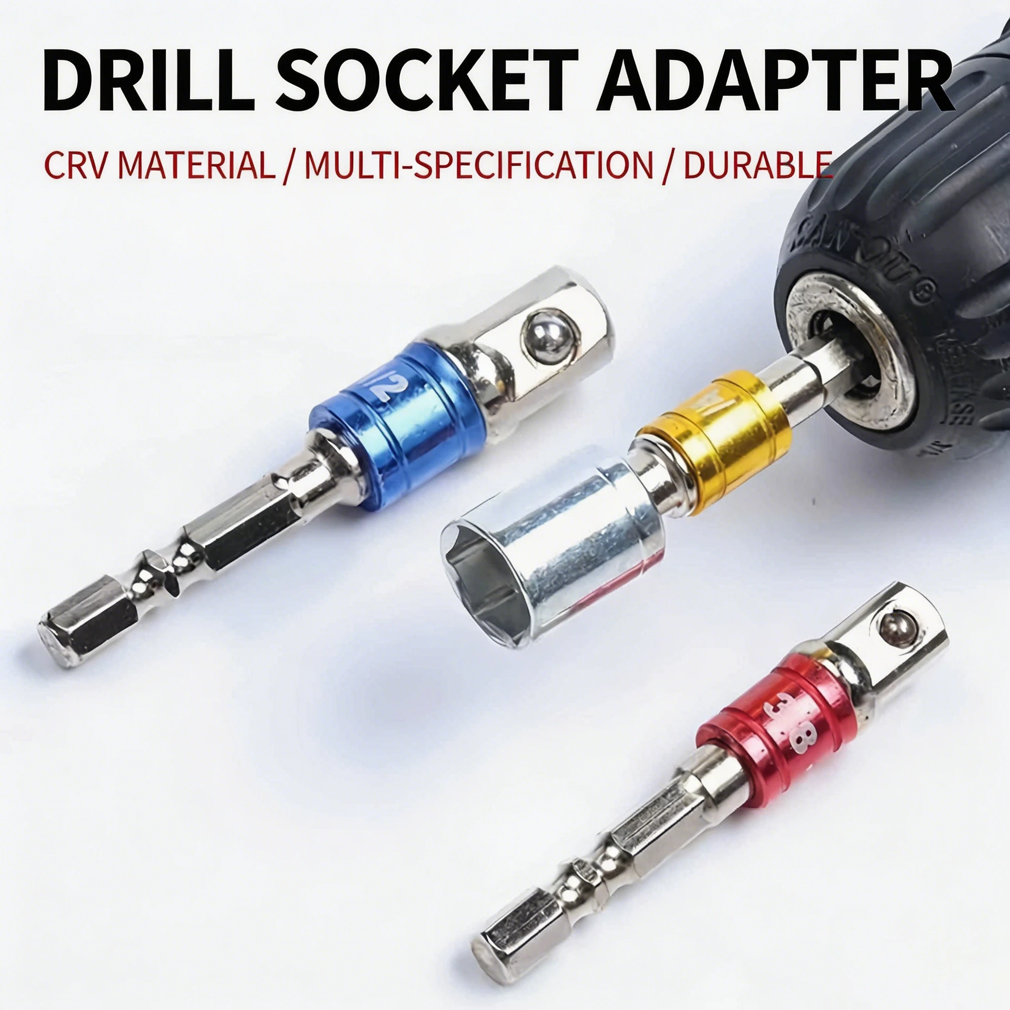 Colorful Hex Shank Screwdriver Socket Converter, 3PC Square Drive Extension Bar Set For Electric Screwdriver
