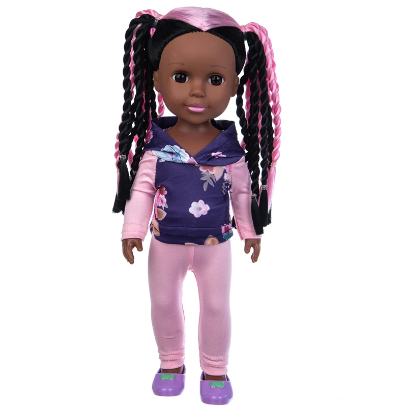 30cm Full Body Vinyl Reborn Baby Dolls with Pink Braided Hair Black Skin African Dolls Waterproof Bath Toy Gifts Dress up Toys