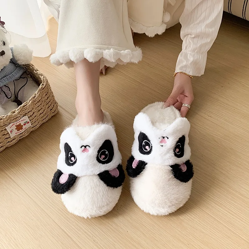 Women's Cute Cartoon Animal Fuzzy Slippers Plush Fluffy Winter Warm Indoor Slides Soft Memory Foam Home Shoes