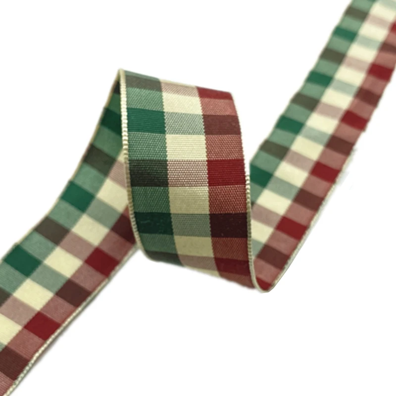 25mm Plaid Ribbon Christmas Decor  For Gift Wrapping Handmade Design  Decoration DIY