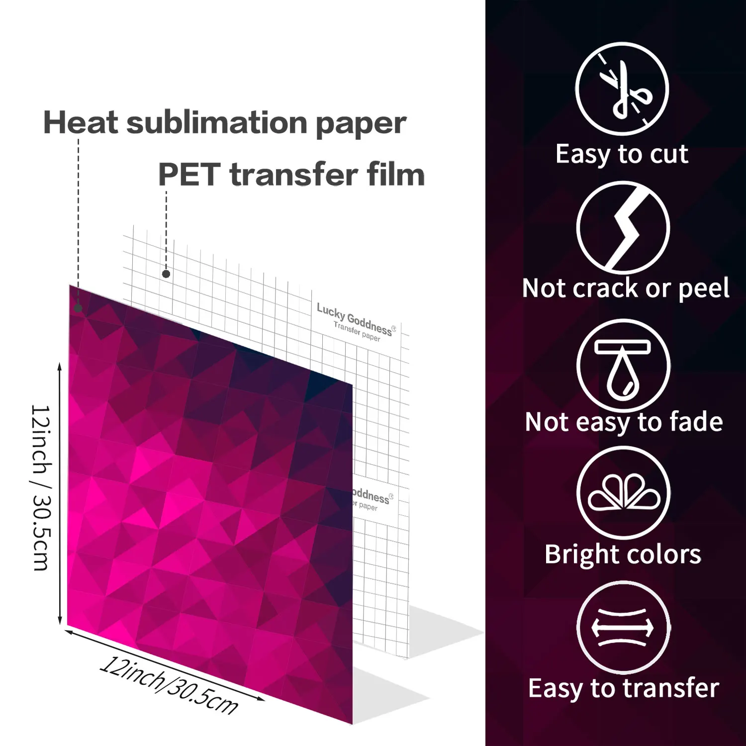 WOWOCUT Gradient Infusible Transfer Ink Sheet 30.5x30.5cm Colorful Transfer Paper Sublimation Sheet for Mug Press T-Shirts DIY