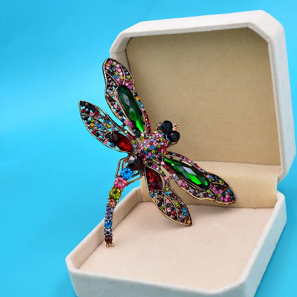 women rhinestone studded dragonfly brooch, fashionable insect coat accessories pin jewelry