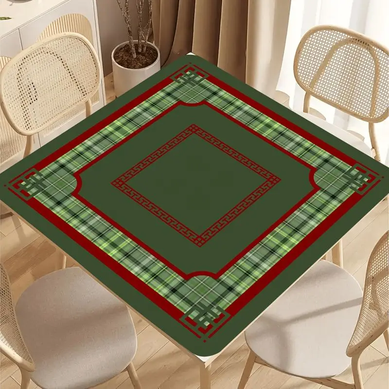 VIKAMA Vintage Tartan Mahjong Mat Square Noise-Dampening Table Cover for Family Game Night Party Gift Home Decor