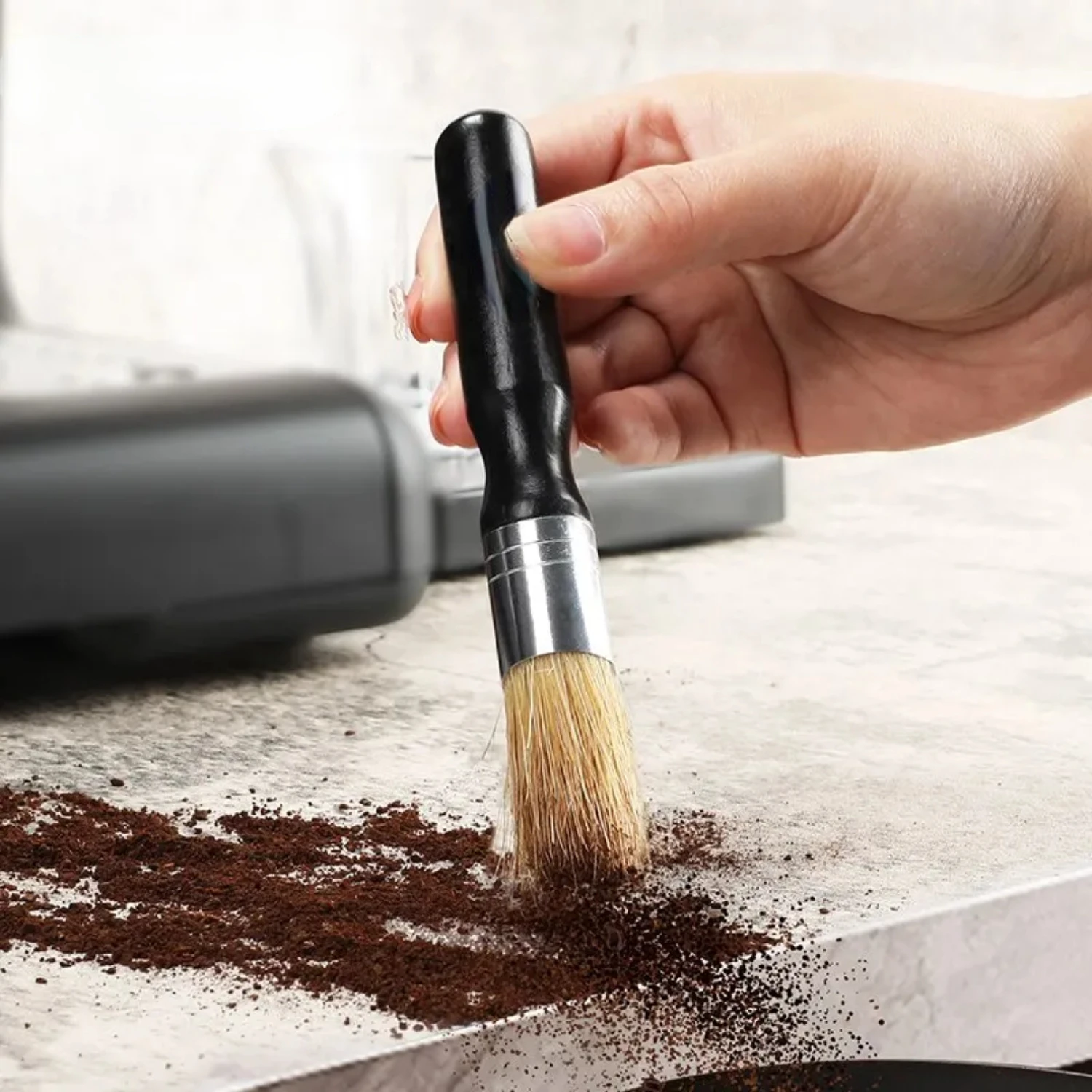 Кофейный порошок Mongdio, щетка для чистки, черная ручка и ручка бревна