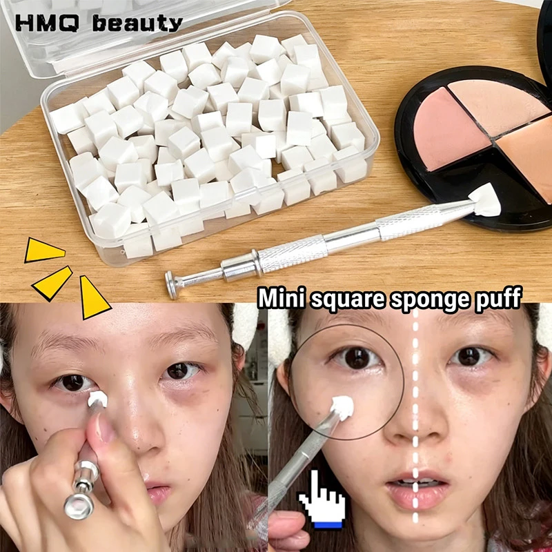 100 unidades de Mini Esponjas de Maquiagem em Formato Quadrado, Macias, para Aplicação e Mistura de Maquiagem e Arte em Unhas