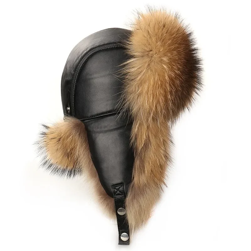 Hot high-end luxury fur hat men\'s fox fur hat Lei Feng cap ear cap fur necessary hat