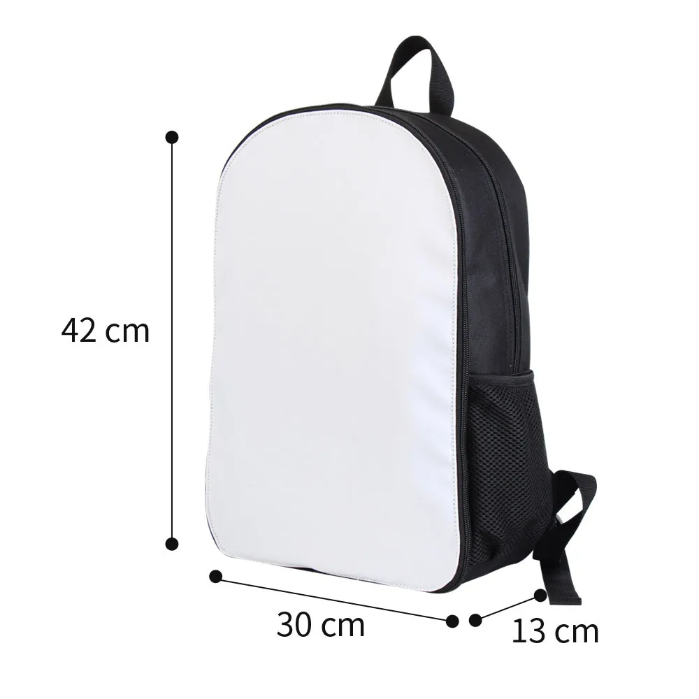 Sublimação em branco mochila para estudante, poliéster preto saco de viagem para crianças, Heat Transfer Print, mochila de moda para crianças