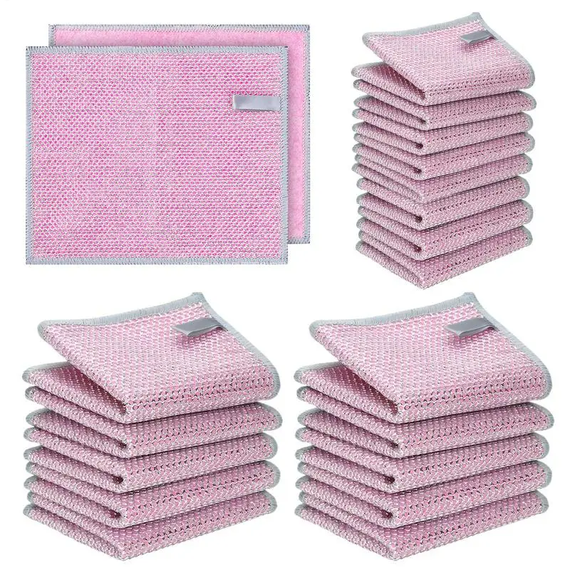 Steel Wash Cloth Powerful Cleaning Steel Wire Washing Cloth 20 Pieces Wire Cleaning Cloth Double-Sided Dish Rags For Ovens Pans