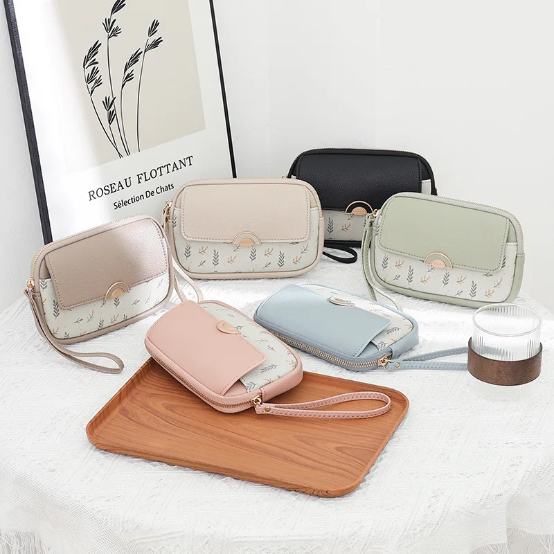 

Многофункциональная сумка из искусственной кожи для девочек, сумка с цветным принтом, застежка-молния, ремешок на запястье, кошелек для хранения паспорта, кошелек для монет