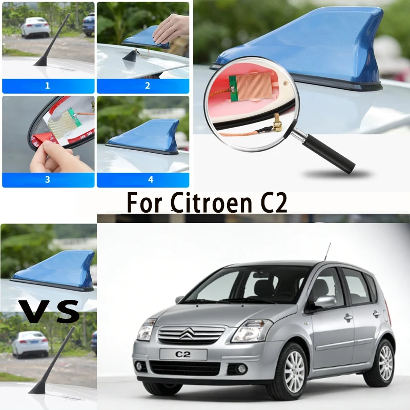 

For Citroen C2 Car Shark Fin Antenna Roof Mount AM FM Signal Amplifier Auto Radio Aerial Topper Waterproof Car Accessories