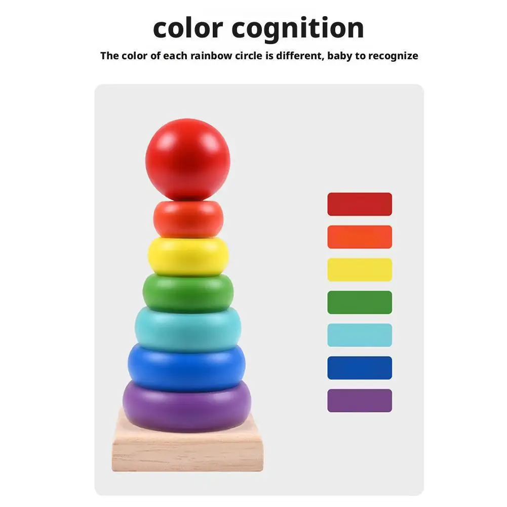 Rainbow Tower Building Block Tower Toy Children's Toy Rainbow Tower Educational Enlightenment Baby Infant Toys
