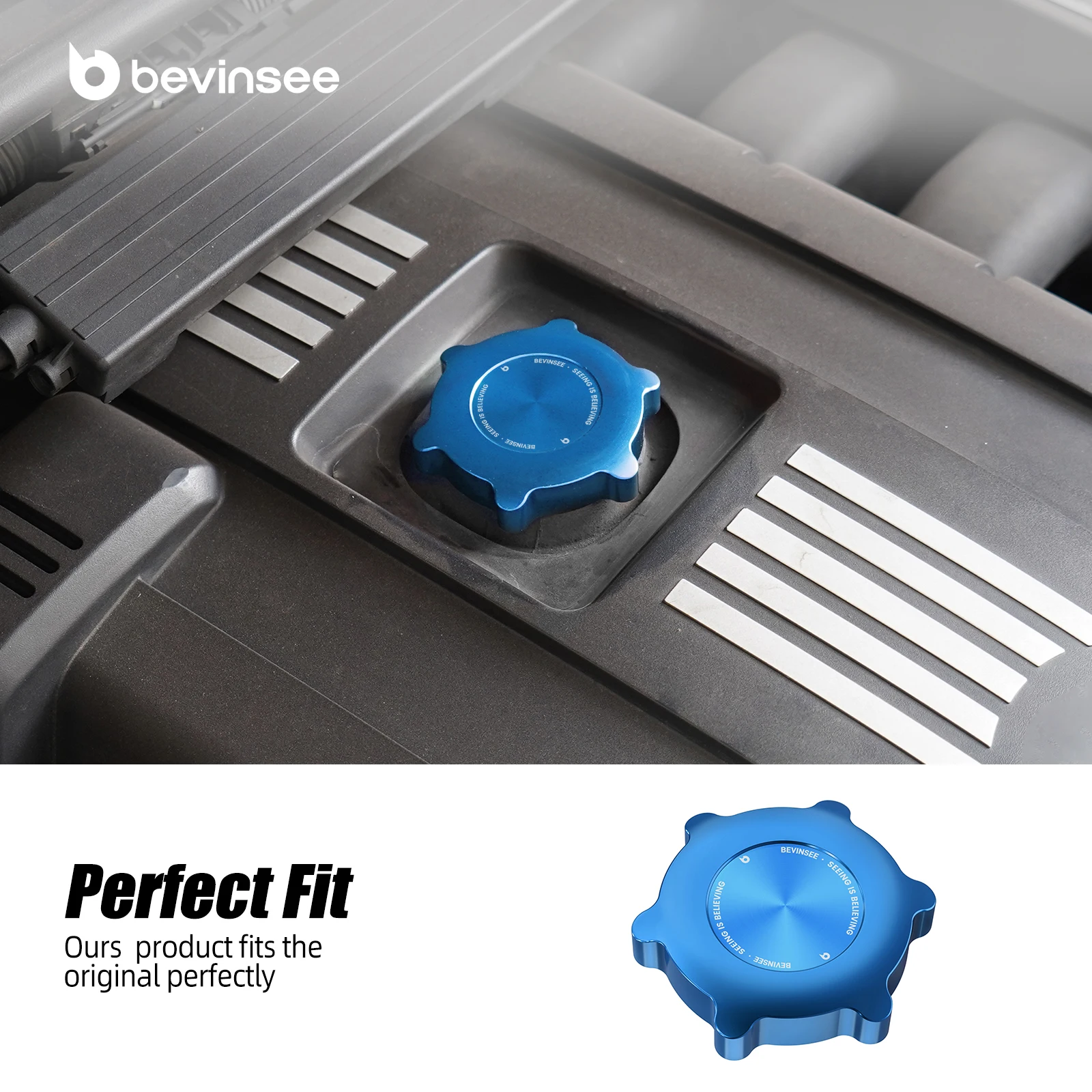 BEVINSEE الألومنيوم زيت المحرك حشو الرقبة غطاء عازل لسيارات BMW E39 E60 E61 525i 528i 530i,E90 E92 E46 E36 E30,X3 E83,X5 E53 E70