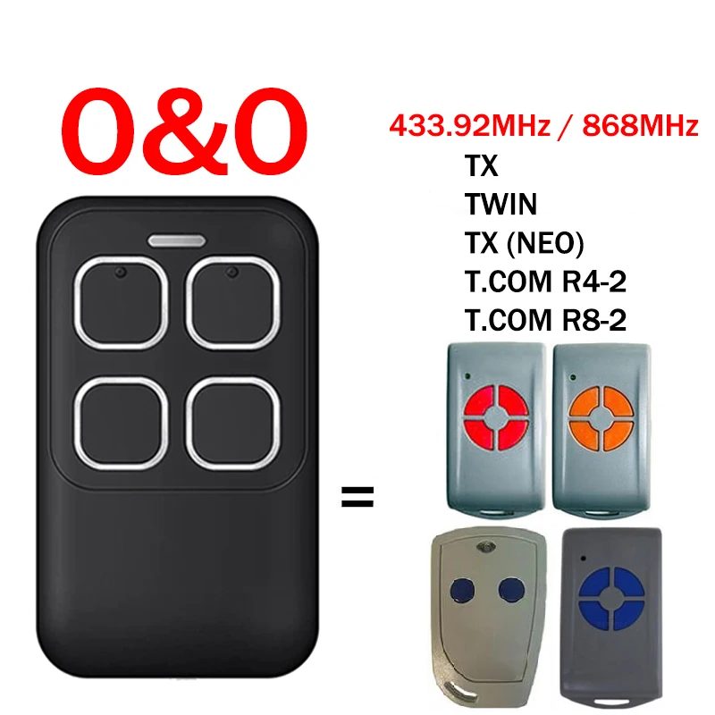 O&O TX TWIN TX(NEO) T.COM R4-2 R8-2 Garage Door Opener Remote Control 433.92MHz Rolling Code Gate Remote Control Garage Barrier