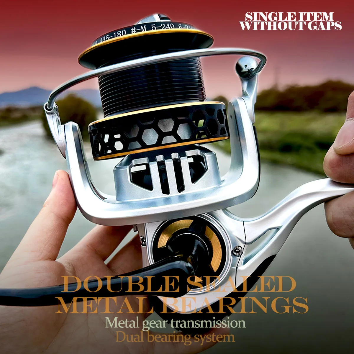 Double Sealed Metal Bearings Spinning Fishing Reel 5+1BB Carp Saltwater Freshwater Pesca Gapless 5.2:1 Wheel Max Drag 15kg