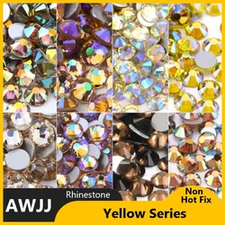 Yellow Series SS3-30 Non Hot Fix Rhinestones flat back crystal strass glitter stone for DIY manicure 3D nail art fabric garment