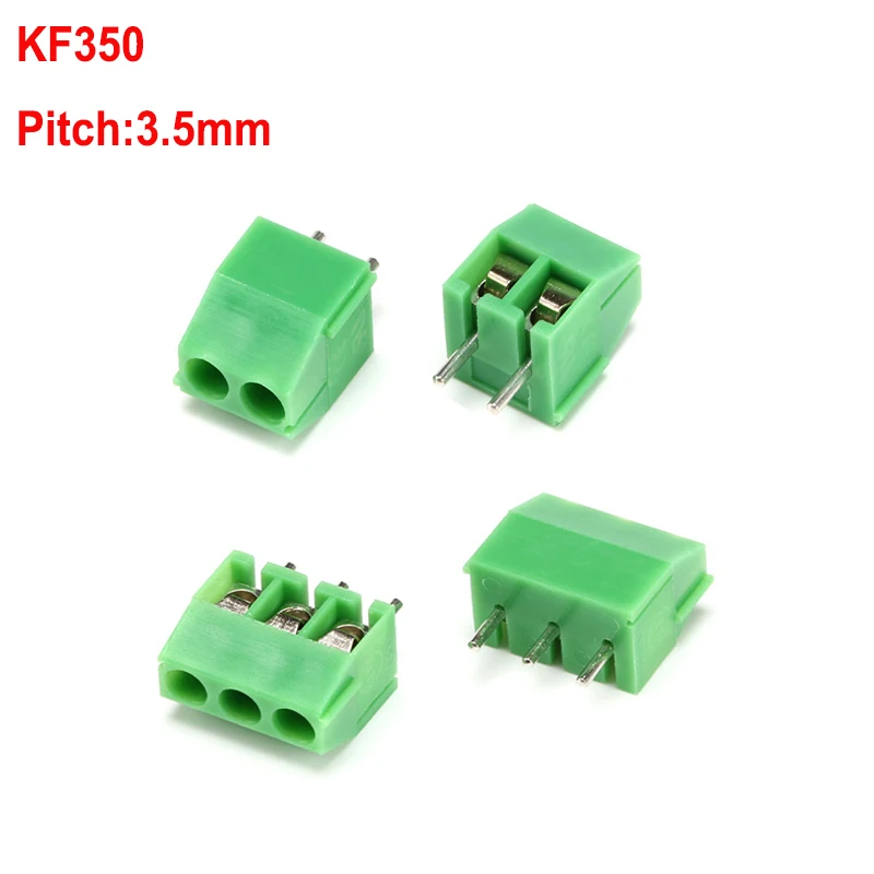 100PCS 3.5mm Pitch KF350-3.5/2p/3p 2Pin 3 Pin Spliceable Plug-in PCB Screw Terminal Block Connector KF350 300V/10A for 24-18AWG