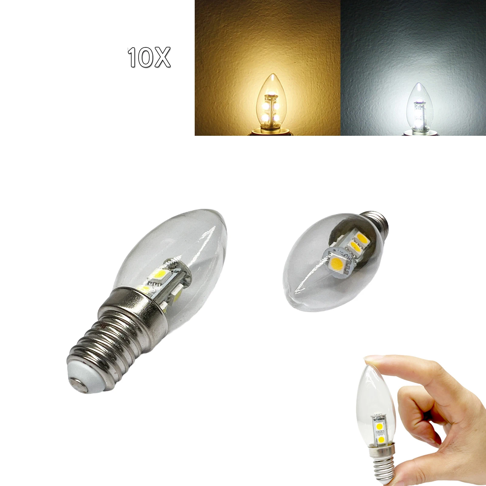 10X 3w E14 C25 220v Led Candle Light Bulbs Energy/saving Bulb Decorative For/living Decor Clear/glass/cover Small/screw/ses Lamp