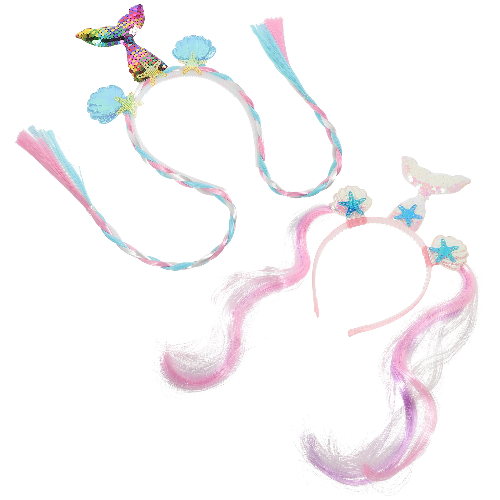 

2pcs Mermaid Fake Headb s Rainbow Hair Accessories Kids Hairb s Braid Headdress Tail Decor for Braids Hair Tools