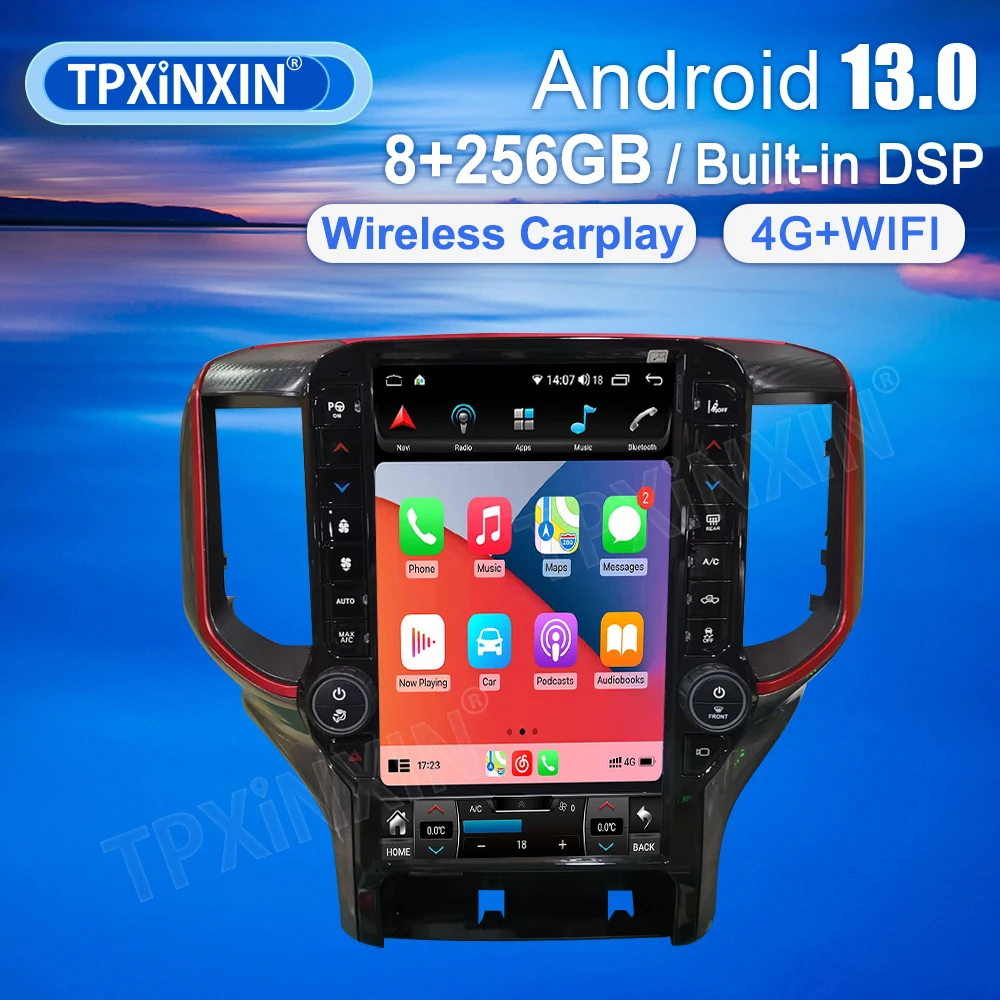 

13.6 Inch Vertical Screen Radio For Dodge Ram 2019-2024 Car GPS Navi Multimedia stereo Player, Head unit Android 13,Carplay