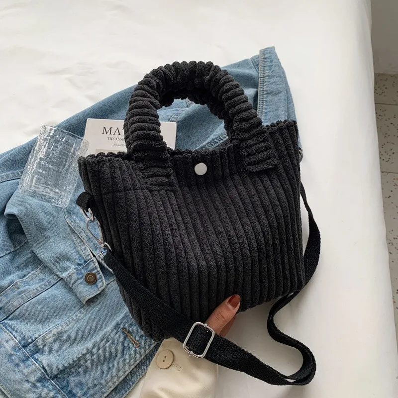 2023 Niche Corduroy Bucket Bag New Autumn And Winter Plush Fashion Crossbody Shoulder Bag Cute Versatile Plush Handbag Tote Bag