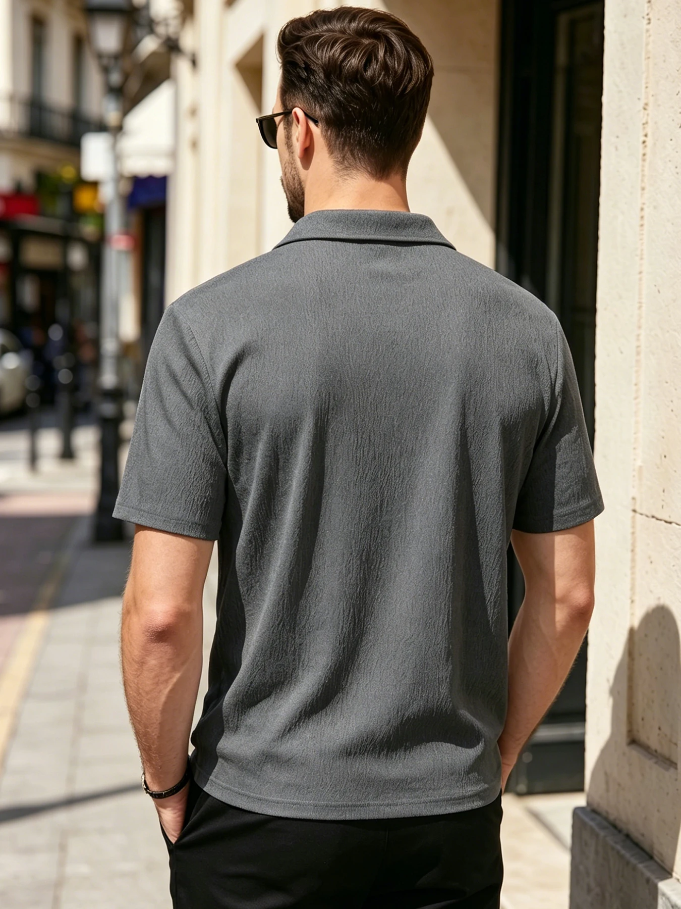 Breathable Crinkle Fabric Mens Cuban Collar Short Sleeve Button Shirt Relaxed Durable Stitch Work Daily Holiday Outdoor Walking