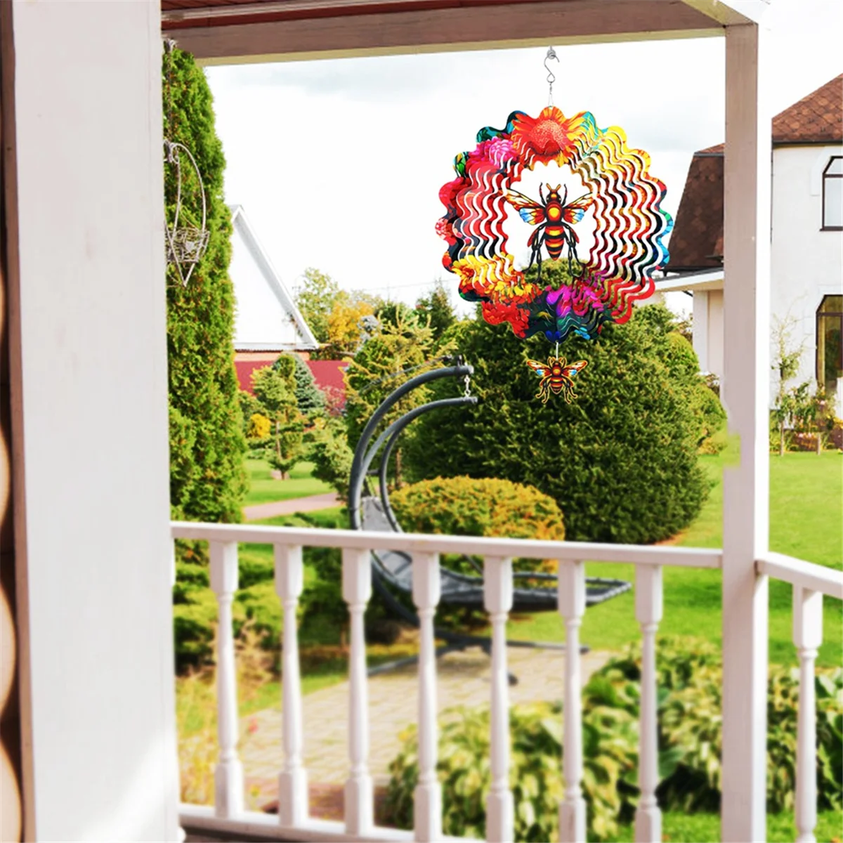 

SEMOIC Wind Spinner Outdoor,Flowering Bee Mandala Wind Chimes Winds Mandala Hanging Wind Spinners for Outdoor Indoor Decoration