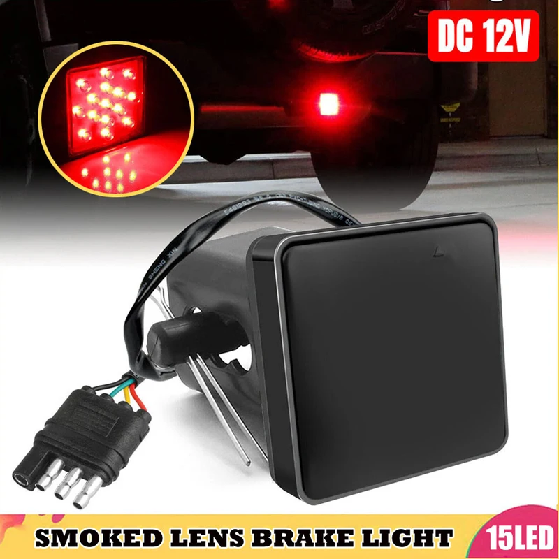 12V Car Brake Tail Lamp Red/Black Shell 15 LED Auto Reverse Stop Signal Lamp Rear Brake Light for Pickup Vehicle Trailer