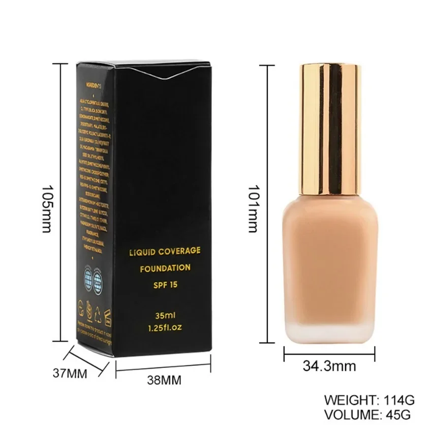 Fond de teint liquide naturel longue durée, correcteur de contrôle d'huile, étanche, logo personnalisé, maquillage en vrac, marque privée, Vegan, 35ml, 256