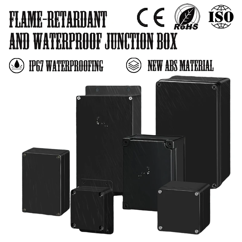 ABS Black Outdoor Waterproof Enclosure Plastic Box Electronic Project Instrument Case Electrical Project Junction Box Housing