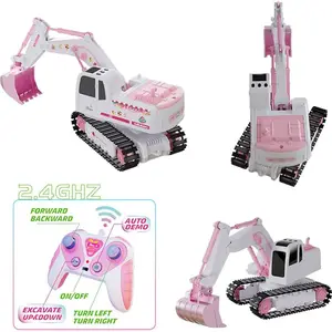 RC حفارة 1/24 الوردي التحكم عن بعد حفارة بناء شاحنة سبائك مجرفة 2.4G 360 درجة تدور عيد ميلاد هدية عيد الميلاد للفتاة أعلى 10 مبيعات معدنية للتحكم عن بعد جرافة - No8