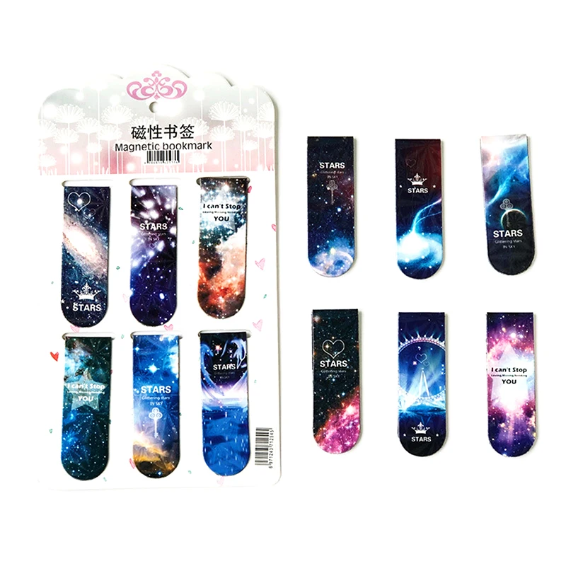 6 Pcs/set Magnetic Bookmark Creative Stationery Student Prize Book Accessories