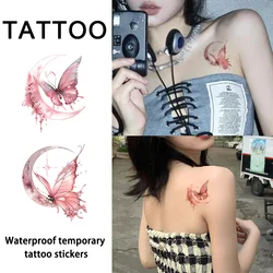 Butterfly Dancing with Moon Waterproof Temporary Tattoo Sticker, for use on shoulders and arms, Long-lasting, Fake Tattoo