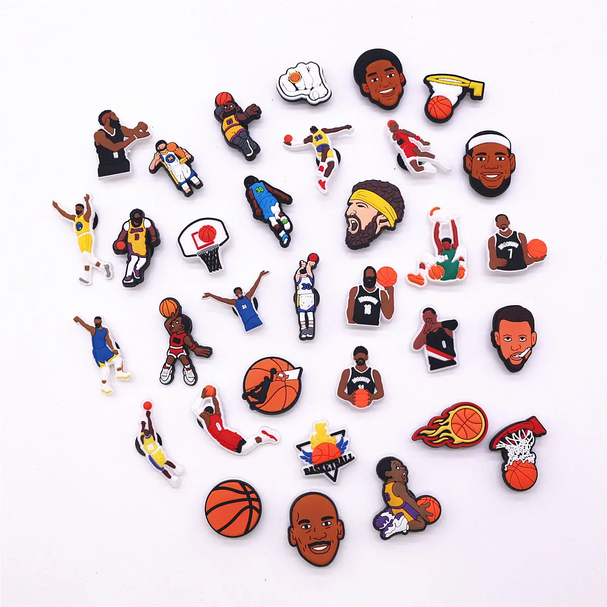 Hot Sale 1pcs Sports Basketball Allstar Shoe Charms PVC for James BROOKLYN Slippers Accessories Clogs Decorations Kid\'s Gifts