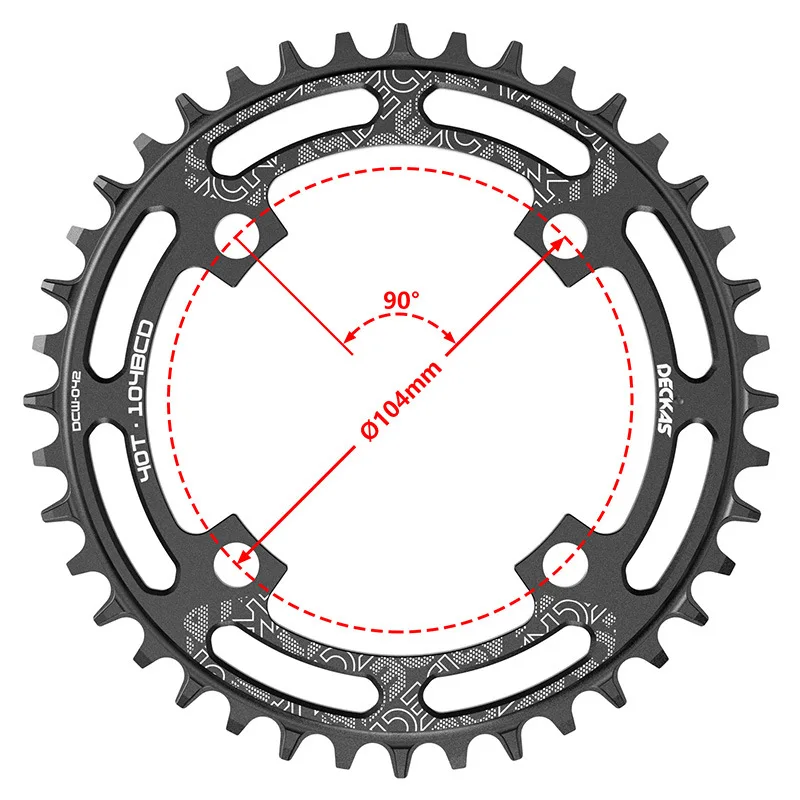 Deckas-plato redondo para bicicleta de montaña, rueda de cadena 104 BCD, 104BCD, 32, 34, 36, 38, 40, 42, 44, 46, 48T, 50, 52 dientes