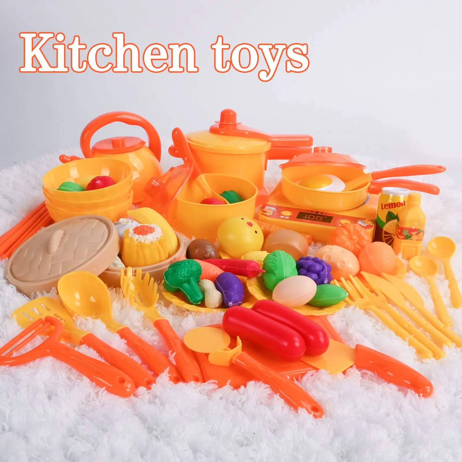 Zabawka kuchenna dla dzieci Męski i żeński zestaw symulowanego naczyń kuchennych, gotowanie z małą żółtą kaczką, kompletny zestaw do zabawy w domu