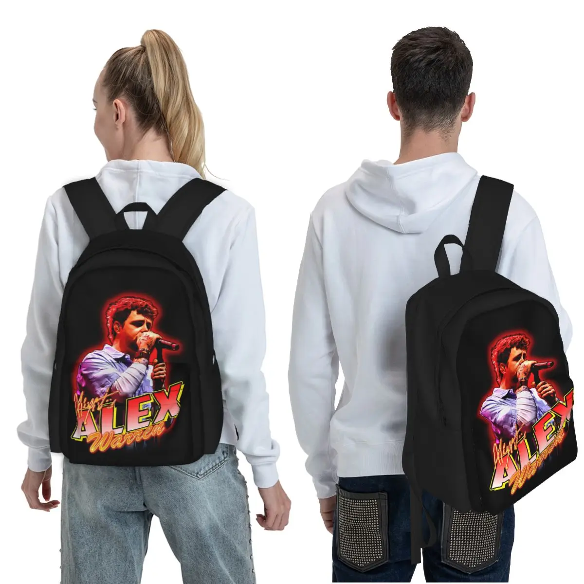 Alexx Warren's Neon Glow Pop Singer Student Backpack School Bag Hiking Travel Daypack Boys Girls Fashion Bookbag Shoulder Bags
